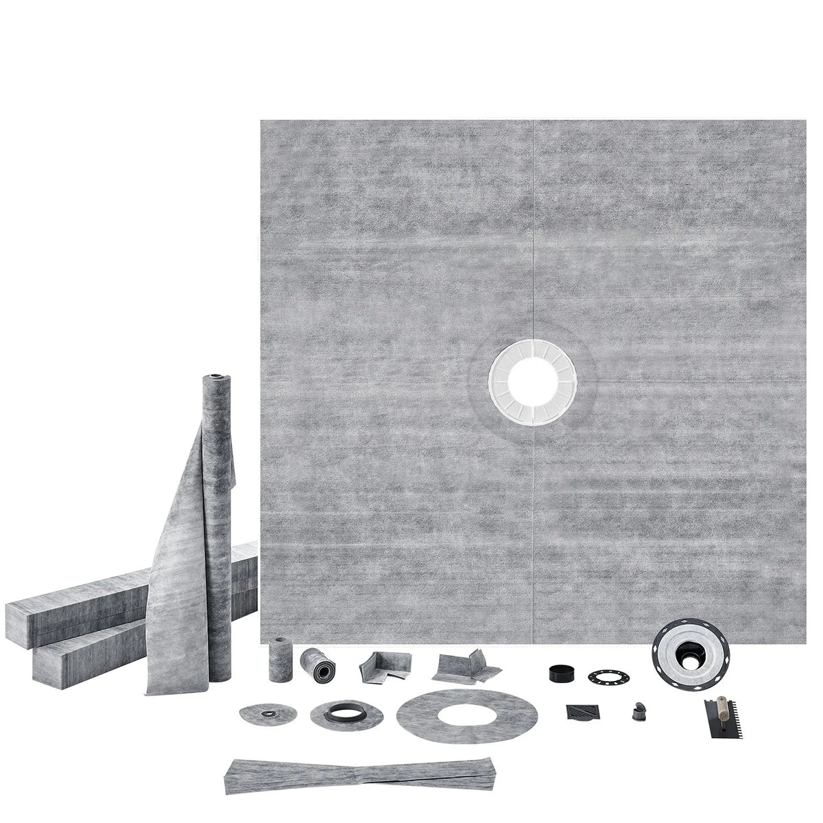 VEVOR Shower Curb Kit, 72"x72" Shower Pan Kit with 2" ABS Central Flange, 4" Stainless Steel Grate, Waterproof Shower Curb & Membrane & Strip, Shower Pan Slope Sticks Fit for Bathroom - View 8