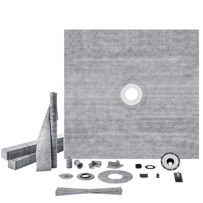 VEVOR Shower Curb Kit, 72"x72" Shower Pan Kit with 2" ABS Central Flange, 4" Stainless Steel Grate, Waterproof Shower Curb & Membrane & Strip, Shower Pan Slope Sticks Fit for Bathroom - View 8