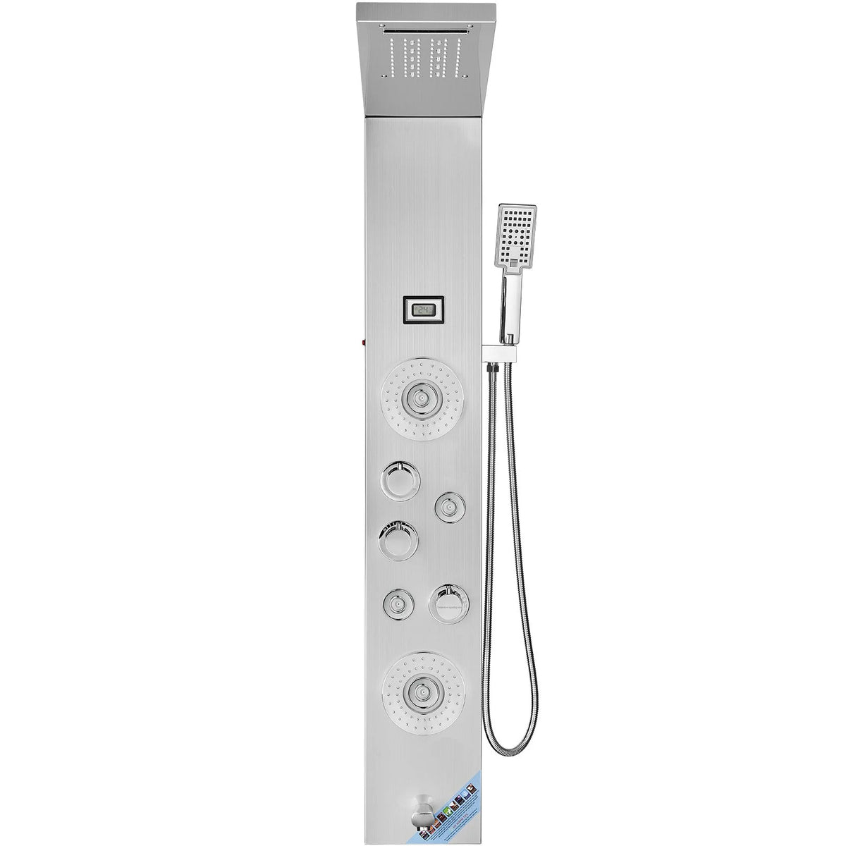 VEVOR Shower Panel System, 6 Shower Modes, LED & Display Shower Panel Tower, Rainfall, Waterfall, 4 Body Massage Jets, Tub Spout, Handheld Shower Head 59" Hose, Stainless Steel Wall-Mounted Shower Set - View 9