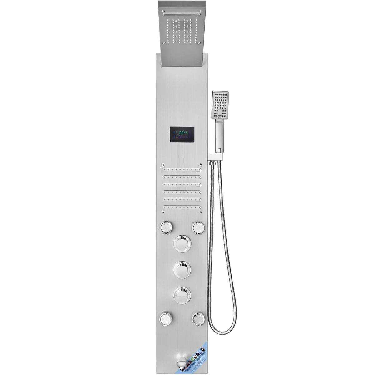 VEVOR Shower Panel System, 6 Shower Modes, LED & Screen Hydroelectricity Shower Panel Tower, Rainfall, Waterfall, 5 Massage Jets, Tub Spout, Handheld Shower, Stainless Steel Wall-Mounted Shower Set - View 10