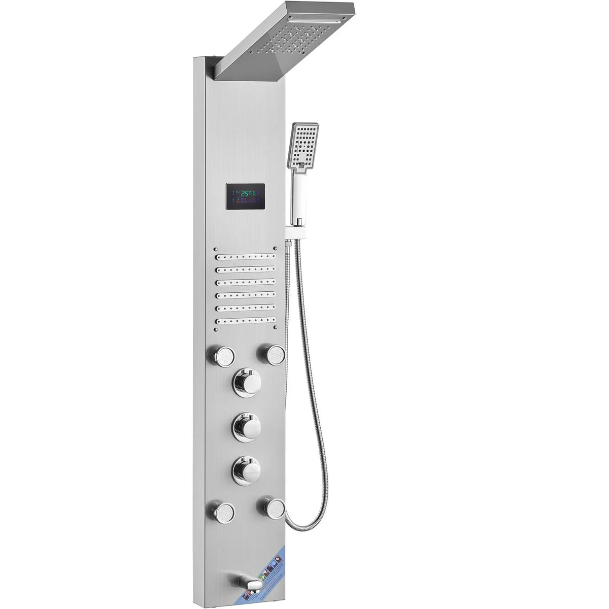 VEVOR Shower Panel System, 6 Shower Modes, LED & Screen Hydroelectricity Shower Panel Tower, Rainfall, Waterfall, 5 Massage Jets, Tub Spout, Handheld Shower, Stainless Steel Wall-Mounted Shower Set - View 11