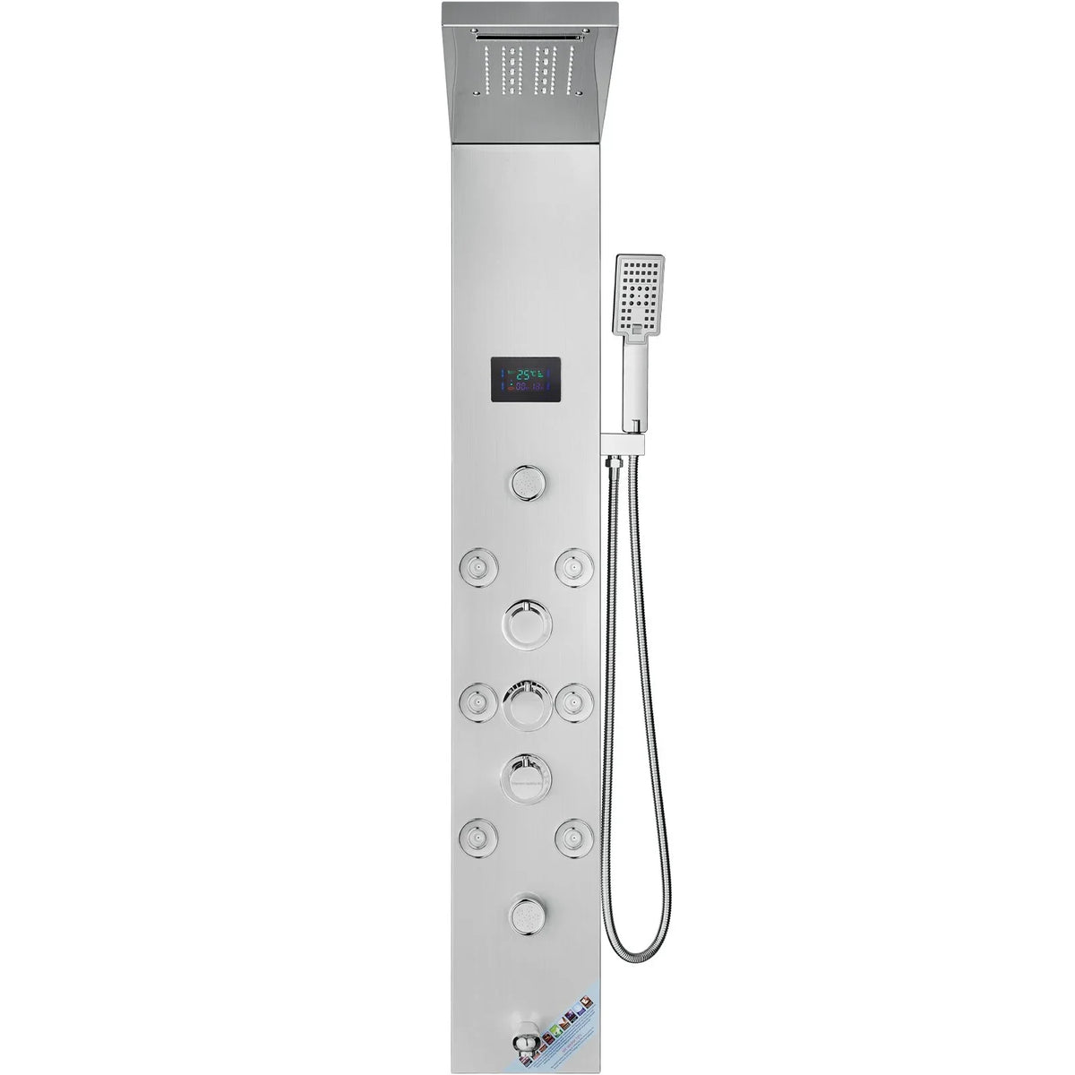 VEVOR Shower Panel System, 6 Shower Modes, LED & Screen Hydroelectricity Shower Panel Tower, Rainfall, Waterfall, 8 Massage Jets, Tub Spout, Handheld Shower, Stainless Steel Wall-Mounted Shower Set - View 9