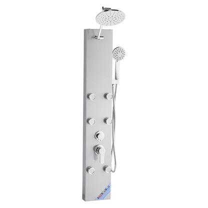 VEVOR Shower Panel Tower System with Rainfall Shower Head, 49 in Brushed Stainless Steel Shower Column, 3-Function Faucet, High Pressure Wall-Mount Rain Massage System with 6 Body Jets and Handheld - View 9