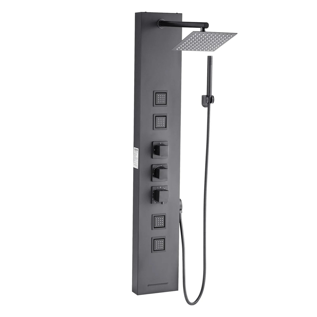 VEVOR Shower Panel Tower System with Rainfall Shower Head, 49 in Brushed Stainless Steel Shower Column, 4-Function Faucet, Wall-Mount Rain Massage System, with 4 Body Jets,  Handheld, and Tub Spout - View 10