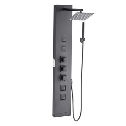 VEVOR Shower Panel Tower System with Rainfall Shower Head, 49 in Brushed Stainless Steel Shower Column, 4-Function Faucet, Wall-Mount Rain Massage System, with 4 Body Jets,  Handheld, and Tub Spout - View 10