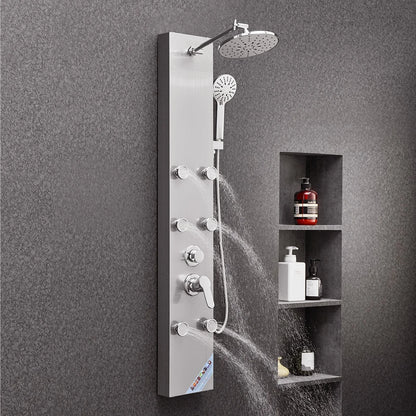 VEVOR Shower Panel Tower System with Rainfall Shower Head, 49 in Brushed Stainless Steel Shower Column, 3-Function Faucet, High Pressure Wall-Mount Rain Massage System with 6 Body Jets and Handheld - View 7