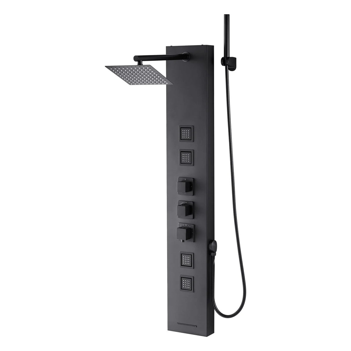 VEVOR Shower Panel Tower System with Rainfall Shower Head, 49 in Brushed Stainless Steel Shower Column, 4-Function Faucet, Wall-Mount Rain Massage System, with 4 Body Jets,  Handheld, and Tub Spout - View 9