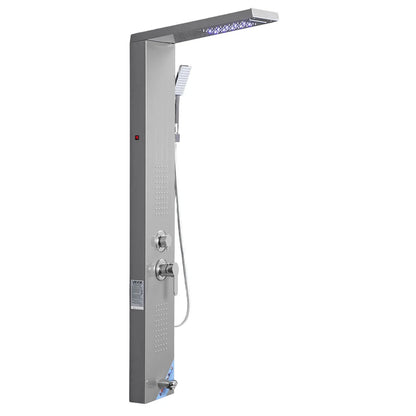 VEVOR Shower Panel Tower System with Rainfall Waterfall Shower Head, LED, 53 in Brushed Stainless Steel Shower Column, 5-Function Faucet, Wall-Mount Rain Massage System, with Handheld, Tub Spout - View 9