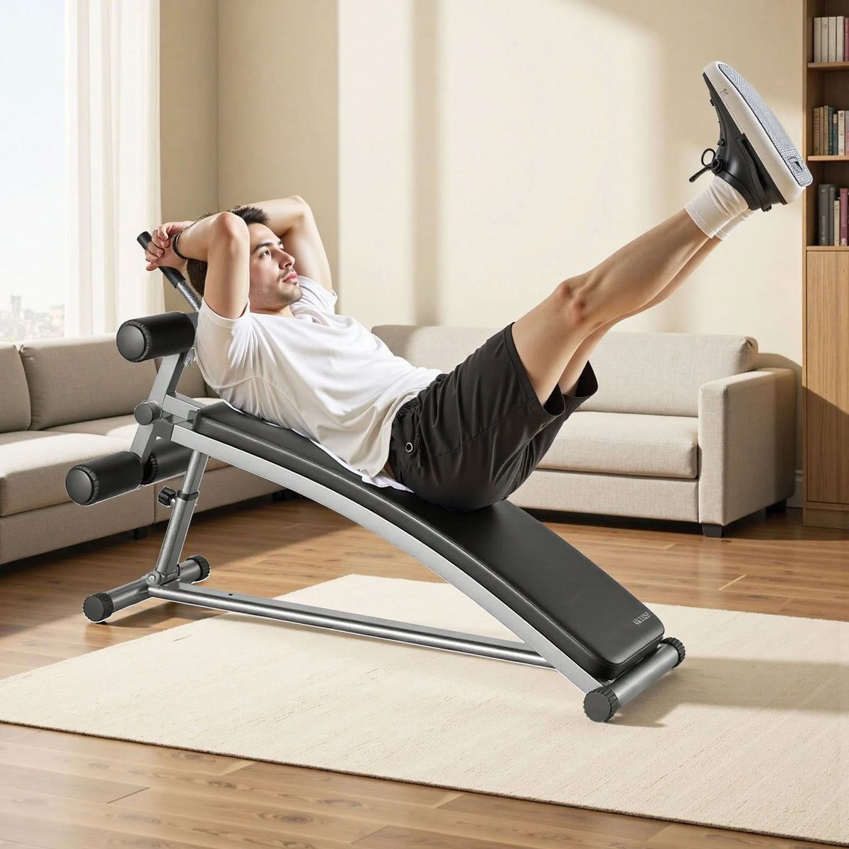 VEVOR Sit Up Bench Curved Ab Bench 6 Adjustable Height Reverse Crunch Handle - View 8