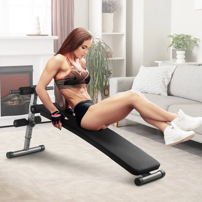 VEVOR Sit Up Bench Folding Curved Ab Bench 5 Adjustable Height 500 LBS Capacity