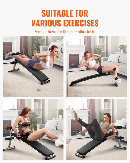 VEVOR Sit Up Bench Folding Curved Ab Bench 5 Adjustable Height 500 LBS Capacity - View 6
