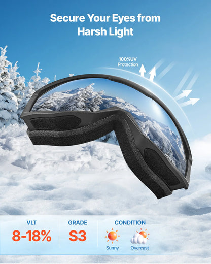 VEVOR Ski Goggles Cylindrical Lens with Orange Revo Coating Snow Goggles - View 3