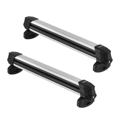 VEVOR Ski & Snowboard Roof Rack, Carry up to 6 Pairs of Skis or 4 Snowboards, 2 PCS Aluminum Universal Car Roof Rack Top Holder with Lock and Rubber Padding for Fishing Pole Rod, Fit Most Crossbars - View 9