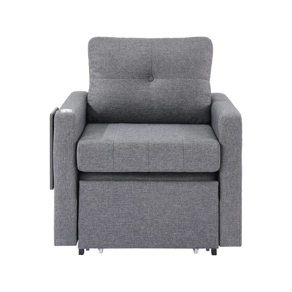 VEVOR Sleeper Sofa Bed, Convertible Sleeper Bed with Side Pocket, Pillow, Armrest and Desk Board, 5 Adjustable Angles Backrest, Single Pull Out Sofa Couch with 2 Wheels and Bottom Storage, Gray - View 9