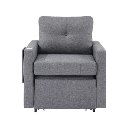 VEVOR Sleeper Sofa Bed, Convertible Sleeper Bed with Side Pocket, Pillow, Armrest and Desk Board, 5 Adjustable Angles Backrest, Single Pull Out Sofa Couch with 2 Wheels and Bottom Storage, Gray - View 9