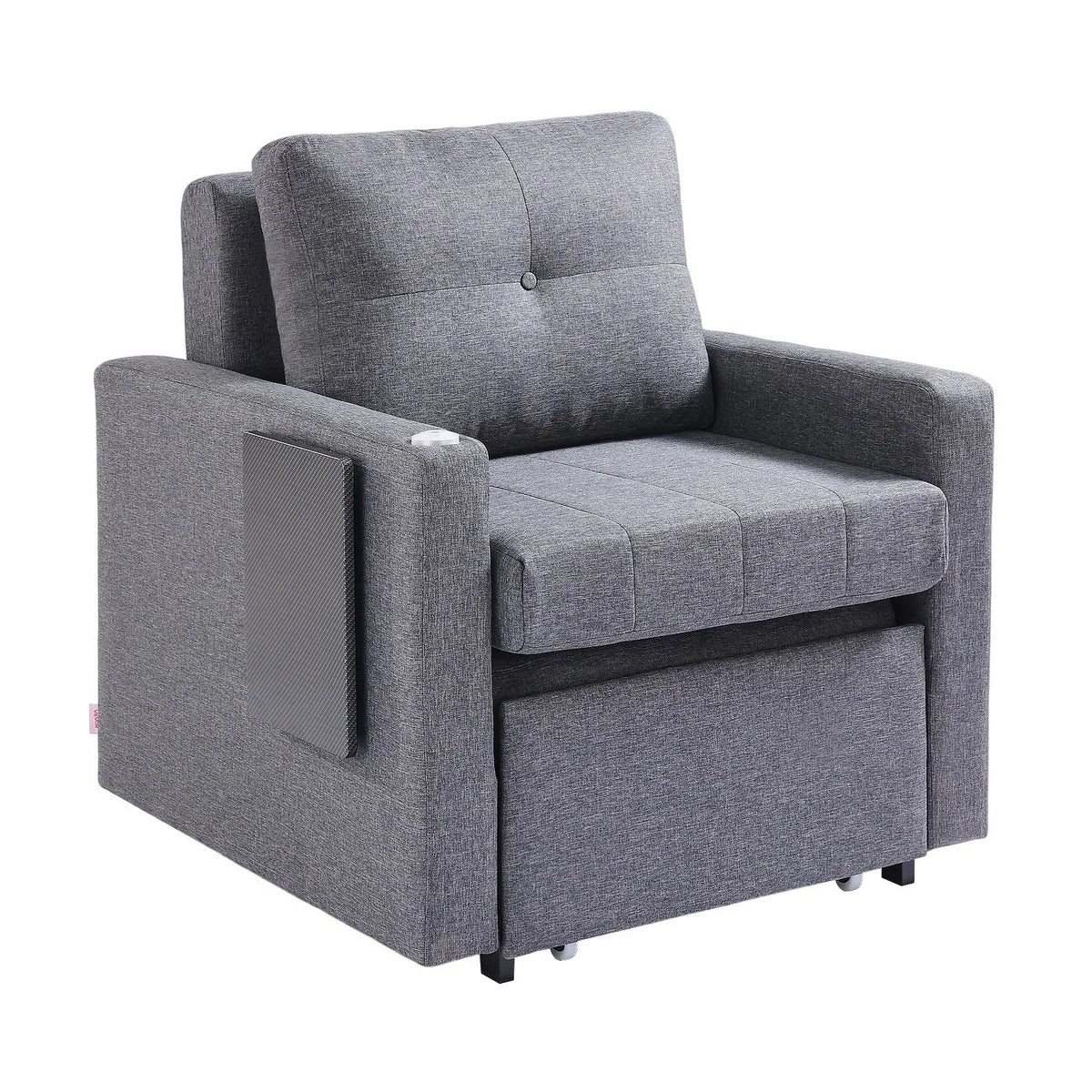 VEVOR Sleeper Sofa Bed, Convertible Sleeper Bed with Side Pocket, Pillow, Armrest and Desk Board, 5 Adjustable Angles Backrest, Single Pull Out Sofa Couch with 2 Wheels and Bottom Storage, Gray - View 8