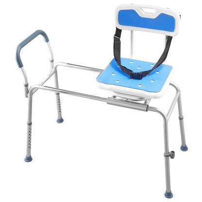 VEVOR Sliding Shower Chair, 400 lbs Tub Transfer Bench for Bathtub with Swivel Seat, Padded Shower Bench with Arms and Backrest, Height Adjustable for Handicap, Adults, Seniors, Elderly and Disabled - View 9