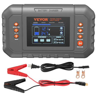 VEVOR Smart Battery Charger, 35-Amp, Lithium LiFePO4 Lead-Acid (AGM / Gel / SLA) Car Battery Charger with LCD Display, Trickle Charger Maintainer Desulfator for Boat Motorcycle Lawn Mower Deep Cycle - View 8