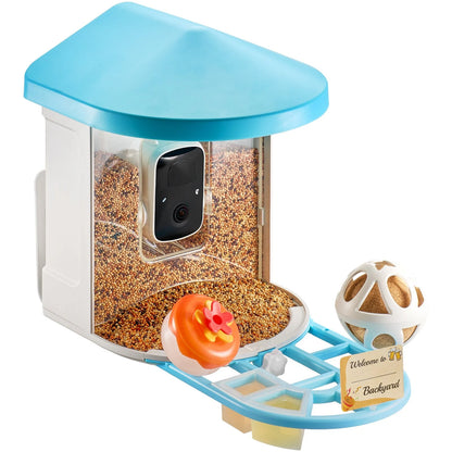 VEVOR Smart Bird Feeder with Camera, 2K HD AI Identify 10,000+ Bird Species, Solar-Powered Bird Watching Camera with Auto Capture & Instant Notify, Wireless Outdoor Ideal Gift for Bird Lovers (Green) - View 10