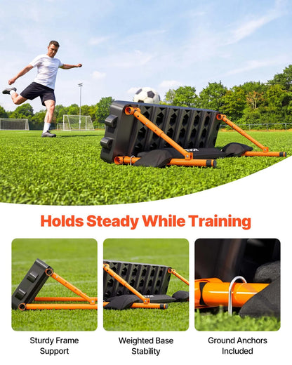 VEVOR Soccer Rebounder Board, 37.4 x 9.8 in Portable Soccer Rebound Wall, Dual Surface Sports Kick Back Trainer, 3 Adjustable Angles, Easy Setup Ball Practice Equipment for Passing & Reaction Skills - View 3
