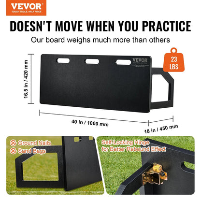 VEVOR Soccer Rebounder Board, 40"X16" Portable Soccer Wall with 2 Angles Rebound, Foldable HDPE Kickback Rebound Board, Soccer Training Equipment for Kids and Adults, Passing & Shooting Practice - View 2
