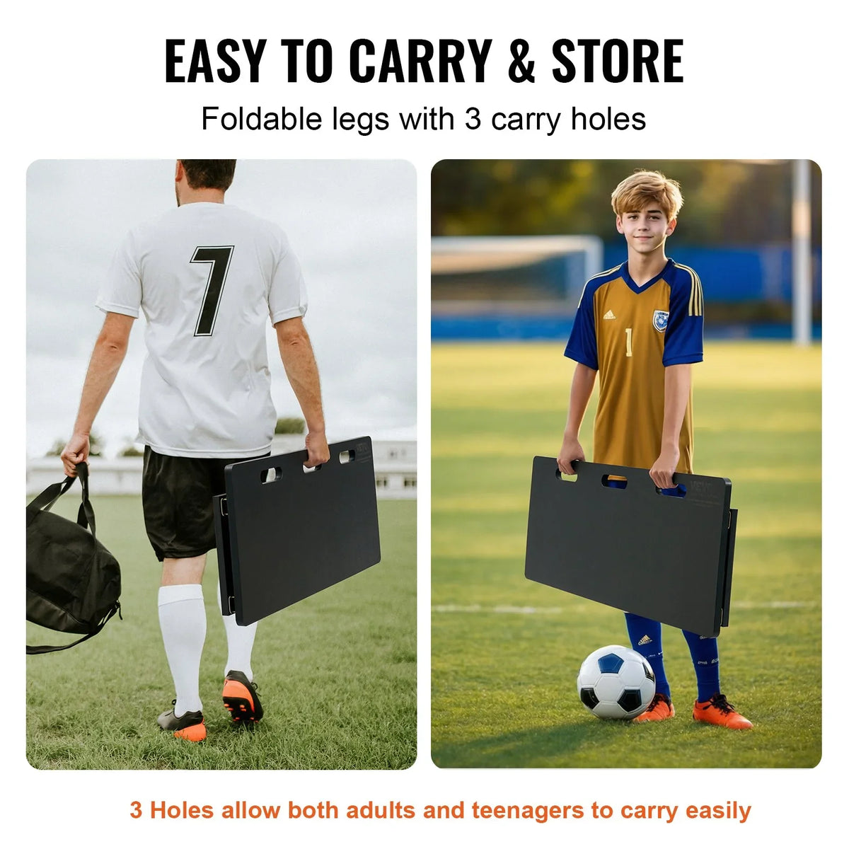 VEVOR Soccer Rebounder Board, 40"X16" Portable Soccer Wall with 2 Angles Rebound, Foldable HDPE Kickback Rebound Board, Soccer Training Equipment for Kids and Adults, Passing & Shooting Practice - View 5
