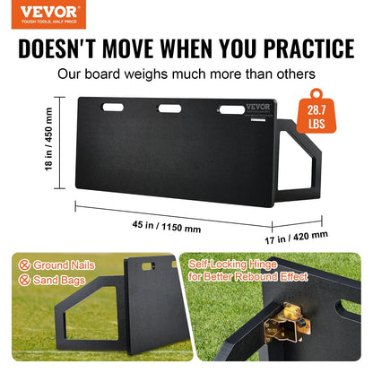 VEVOR Soccer Rebounder Board, 45"X18" Portable Soccer Wall with 2 Angles Rebound, Foldable HDPE Kickback Rebound Board, Soccer Training Equipment for Kids and Adults, Passing & Shooting Practice - View 2