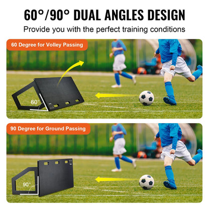 VEVOR Soccer Rebounder Board, 45"X18" Portable Soccer Wall with 2 Angles Rebound, Foldable HDPE Kickback Rebound Board, Soccer Training Equipment for Kids and Adults, Passing & Shooting Practice - View 3