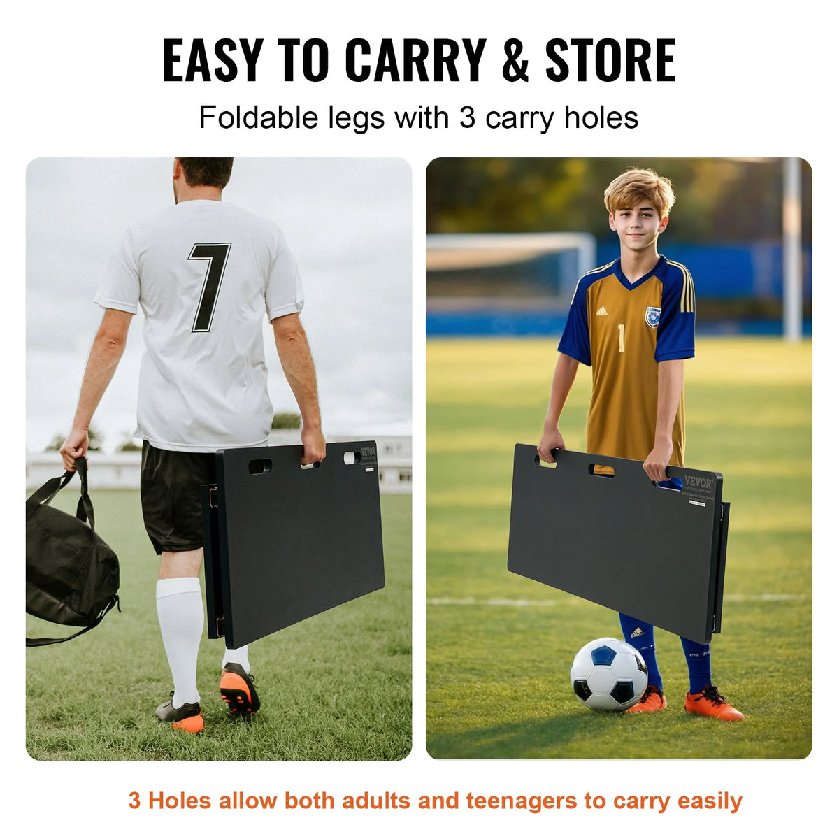 VEVOR Soccer Rebounder Board, 45"X18" Portable Soccer Wall with 2 Angles Rebound, Foldable HDPE Kickback Rebound Board, Soccer Training Equipment for Kids and Adults, Passing & Shooting Practice - View 5