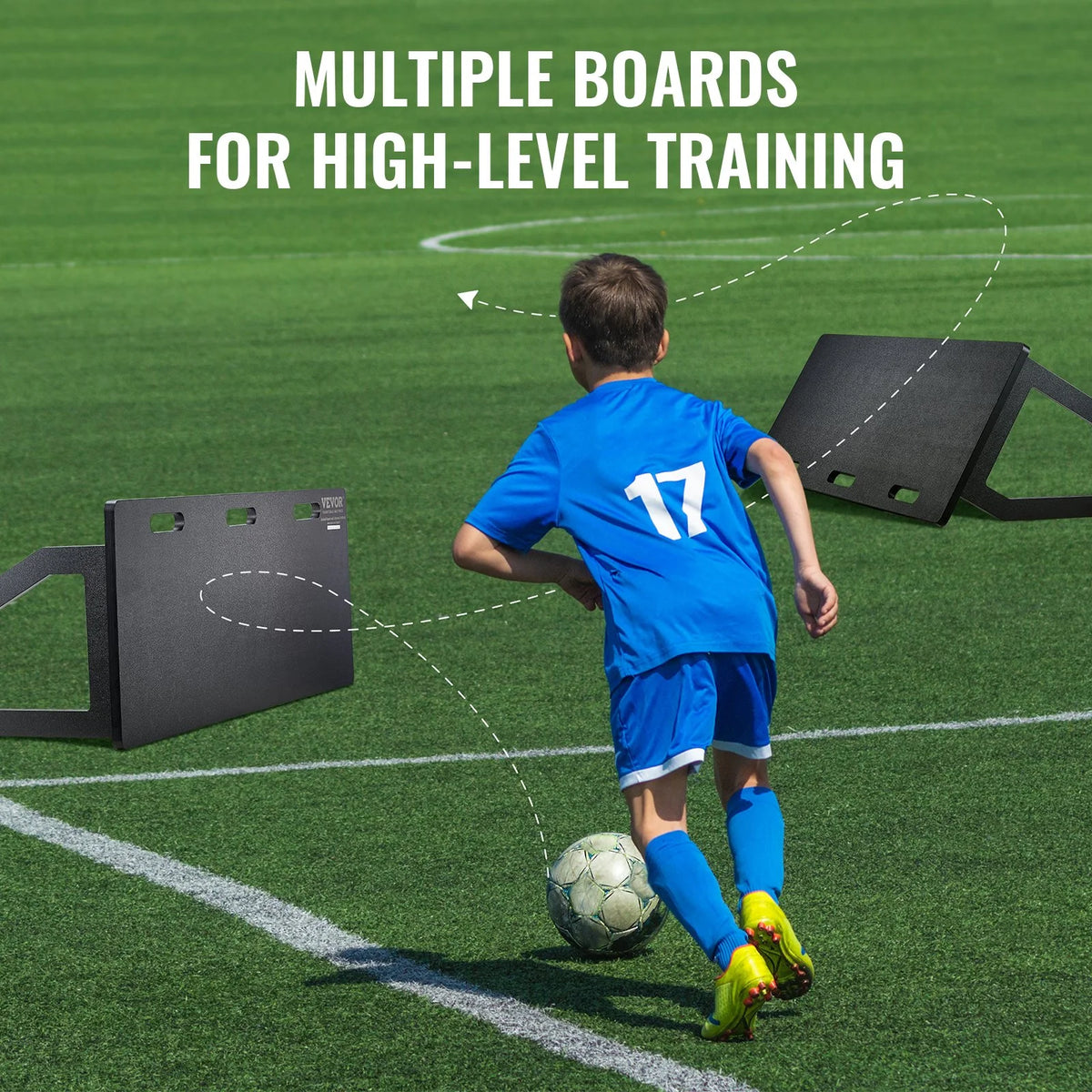 VEVOR Soccer Rebounder Board, 45"X18" Portable Soccer Wall with 2 Angles Rebound, Foldable HDPE Kickback Rebound Board, Soccer Training Equipment for Kids and Adults, Passing & Shooting Practice - View 6