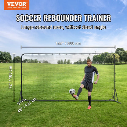 VEVOR Soccer Rebounder Net, 12x6FT Iron Soccer Training Equipment, Sports Football Training Gift with Portable Bag, Volleyball Rebounder Wall Perfect for Backyard Practicing, Solo Training, Passing - View 2