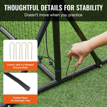 VEVOR Soccer Rebounder Net, 12x6FT Iron Soccer Training Equipment, Sports Football Training Gift with Portable Bag, Volleyball Rebounder Wall Perfect for Backyard Practicing, Solo Training, Passing - View 6