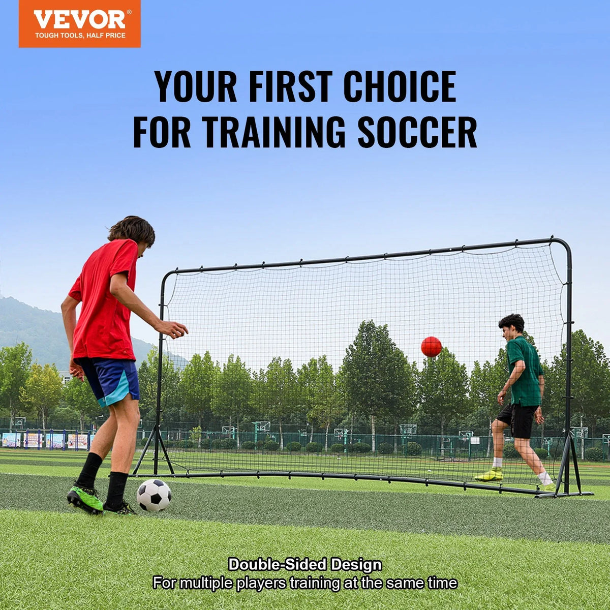 VEVOR Soccer Rebounder Net, 12x6FT Iron Soccer Training Equipment, Sports Football Training Gift with Portable Bag, Volleyball Rebounder Wall Perfect for Backyard Practicing, Solo Training, Passing - View 7