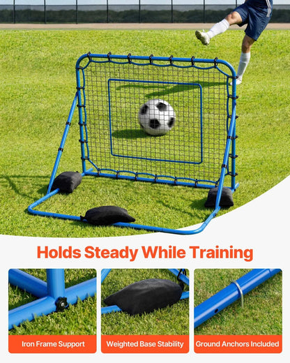 VEVOR Soccer Rebounder Net, Quick-Switch Angle Soccer Goal Rebounder for Control, Passing Practice, Heavy-Duty Iron Frame & PE Net, Easy Setup Ball Training Aids & Equipment for Teens&Adults,5 x 4 ft - View 4