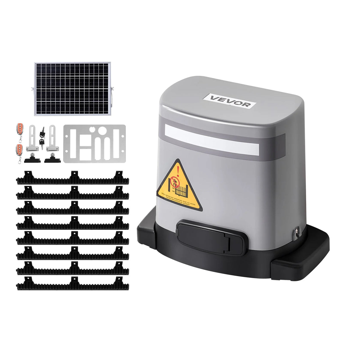 VEVOR Solar Sliding Gate Opener, 280W Electric Gate Opener for Doors up to 65.6ft 1799lbs, Gear Track Rolling Fence Door Motor with Infrared Sensor & 2 Remote Controls, Driveway Gates Opening System - View 8
