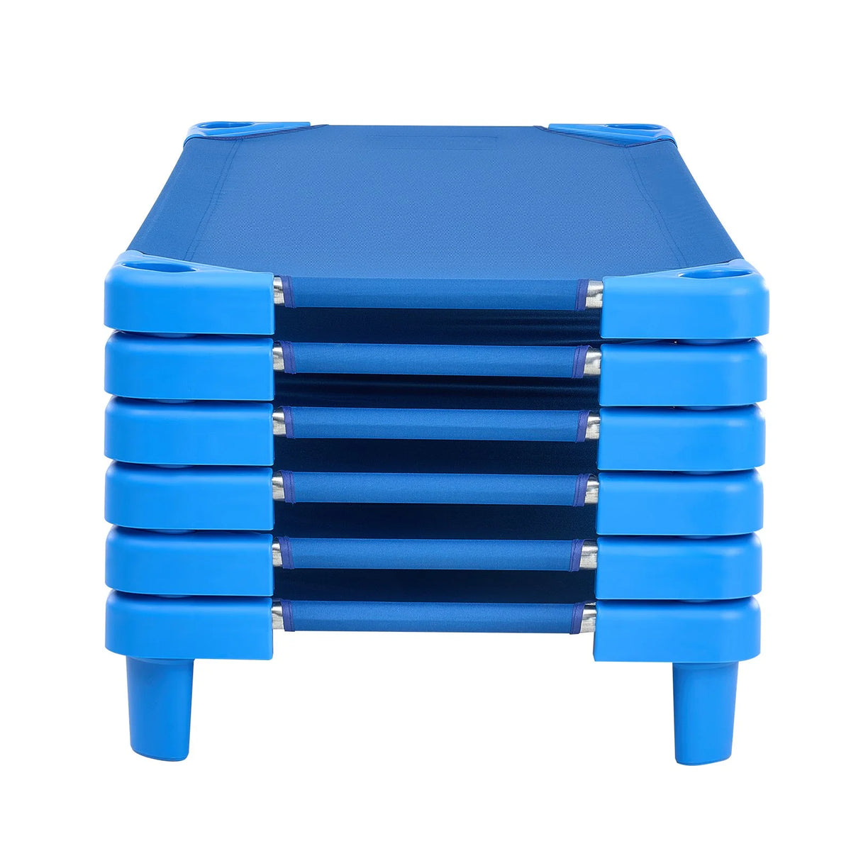 VEVOR Stackable Kiddie Cot, Pack of 6,  Portable Toddler Nap Cots, Standard Size 52" L x 23" W Daycare Cots for Kids, Preschool Classroom Daycare Beds for Sleeping, Resting, Naptime, Blue - View 7