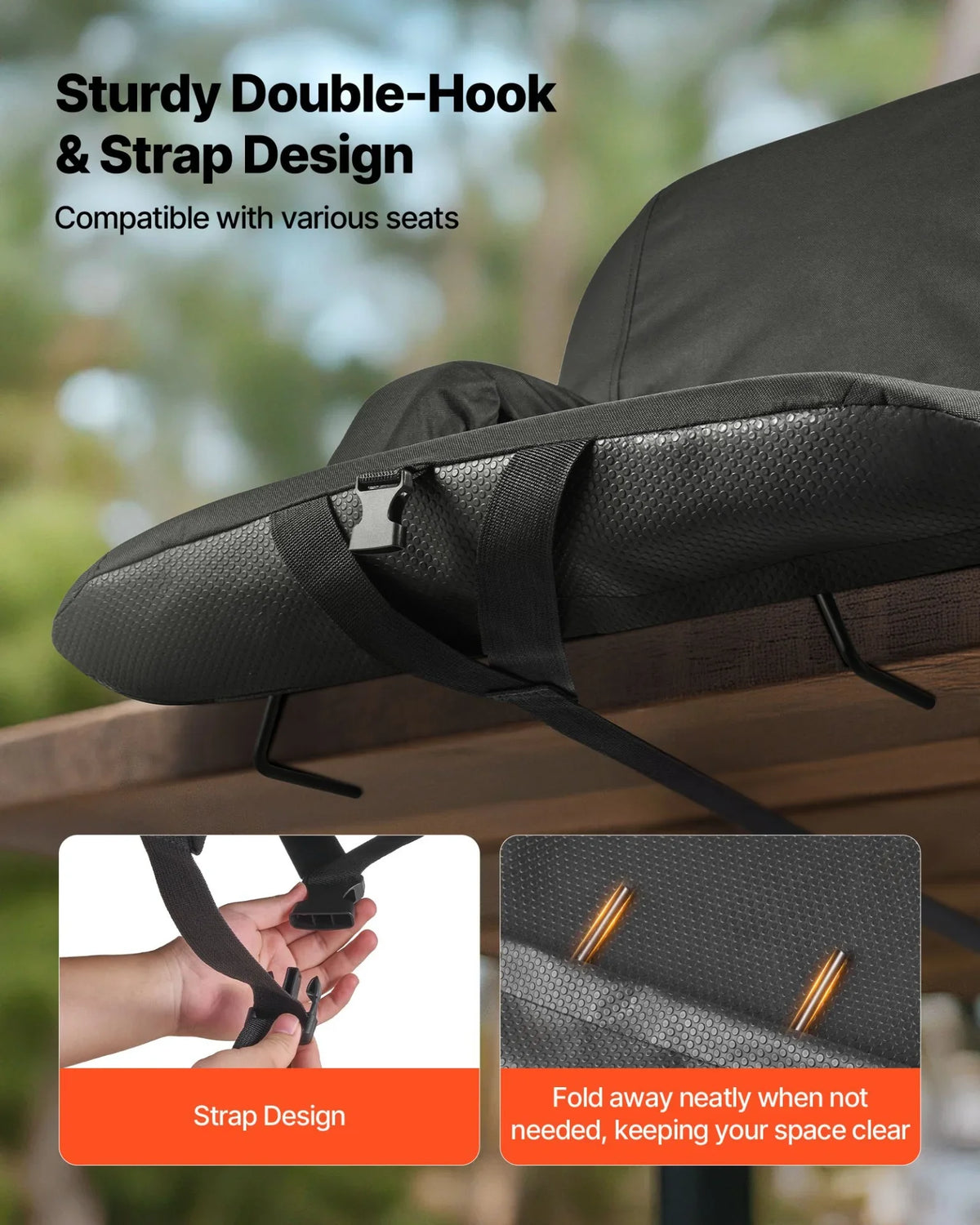 VEVOR Stadium Seat, 6 Adjustable Angle Bleacher Chair, 2.75'' Cushion Stadium Seat with Back Support and Armrest, Wide Bleacher Chair with Hook Pocket Cupholder for Picnics, Beach Sports, and Gaming - View 6