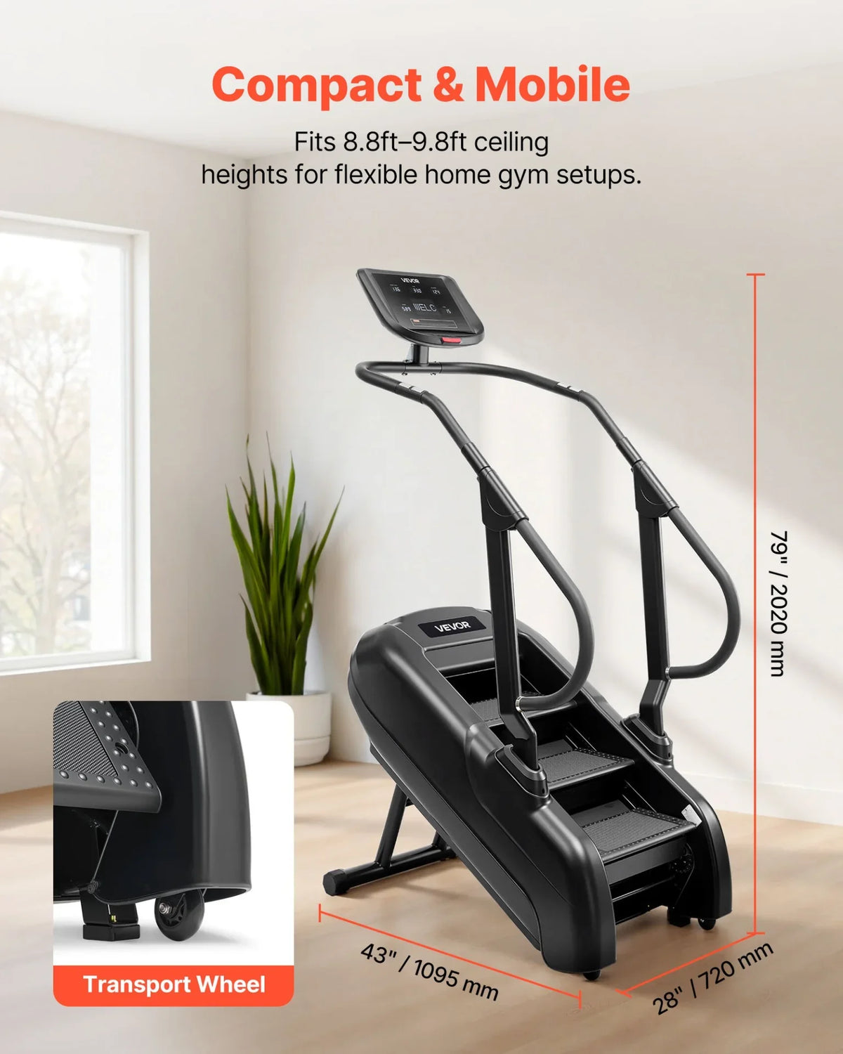 VEVOR Stair Stepper Machine, LED Screen Continuous Climbing Machines, Max Load 330 Lbs Stepping Climber for Home, 15 Speed Levels 28-168 Steps/Minute Stepmill Exercise for Cardio Lower Body - View 4