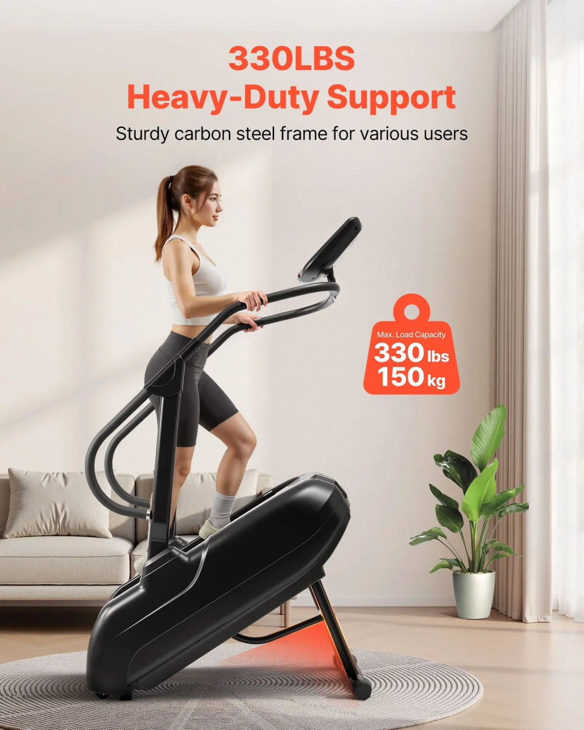 VEVOR Stair Stepper Machine, LED Screen Continuous Climbing Machines, Max Load 330 Lbs Stepping Climber for Home, 15 Speed Levels 28-168 Steps/Minute Stepmill Exercise for Cardio Lower Body - View 5