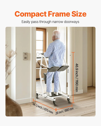VEVOR Stand Assist Patient Lift, Easy Sit-to-Stand Transfer Chair for Seniors Disabled - with Adjustable Knee Pads, PU Seat Pad & Lockable Wheels, 400 lbs Strong Capacity for Home Nursing Care - View 6