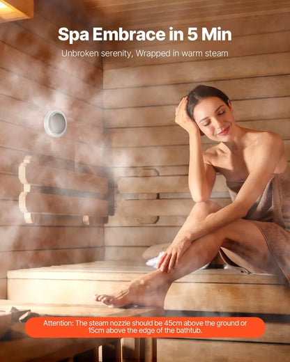VEVOR Steam Generator, 7.5 kW Steam Shower System with Controller for Home Sauna Bath Spa, Commercial Auto Drain Kit with Overheat, Dry-Run & Overpressure Protection, 10 Min to 24h Efficient, Black - View 2