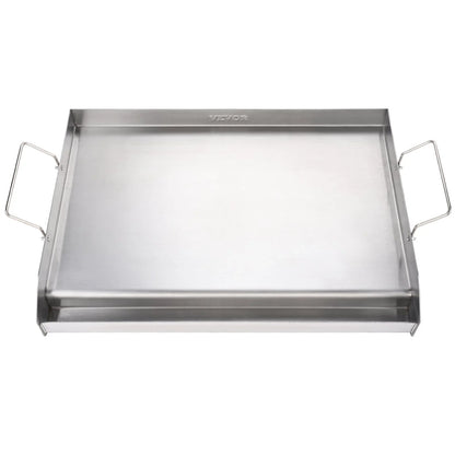 VEVOR Stove Top Griddle, 23.5"x16" Pre-Seasoned Stainless Steel Griddle, Rectangular Double Burner Griddle Pan, Non-Stick Family Pan Cookware with Handles and Oil Groove, for BBQ, Gas Grills, Silver - View 10