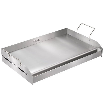 VEVOR Stove Top Griddle, 23.5"x16" Pre-Seasoned Stainless Steel Griddle, Rectangular Double Burner Griddle Pan, Non-Stick Family Pan Cookware with Handles and Oil Groove, for BBQ, Gas Grills, Silver - View 9