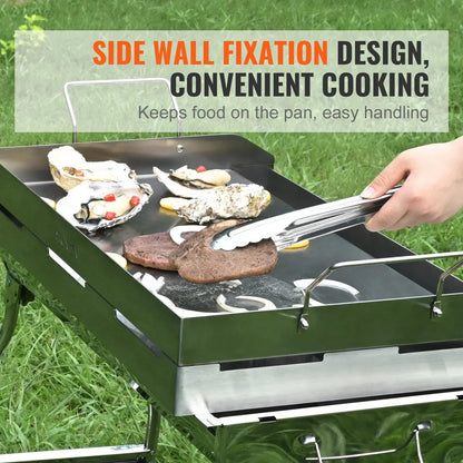 VEVOR Stove Top Griddle, 23.5"x16" Pre-Seasoned Stainless Steel Griddle, Rectangular Double Burner Griddle Pan, Non-Stick Family Pan Cookware with Handles and Oil Groove, for BBQ, Gas Grills, Silver - View 5