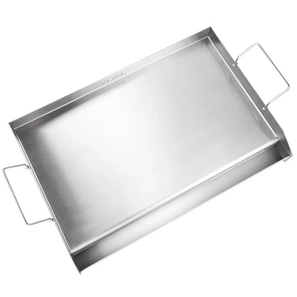 VEVOR Stove Top Griddle, 23.5"x16" Pre-Seasoned Stainless Steel Griddle, Rectangular Double Burner Griddle Pan, Non-Stick Family Pan Cookware with Handles and Oil Groove, for BBQ, Gas Grills, Silver - View 8