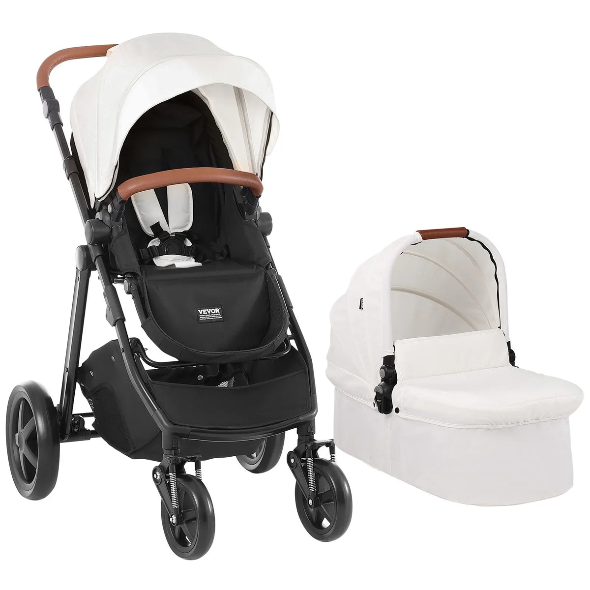 VEVOR Stroller Travel System With Bassinet Playard Baby Combo Set 2-in-1 White - View 7