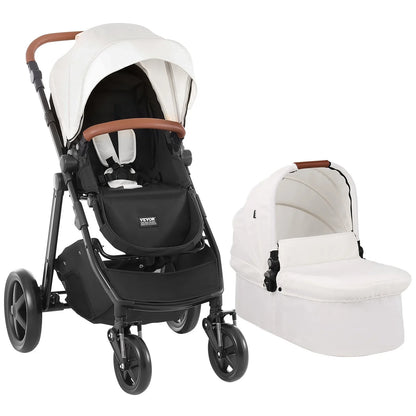 VEVOR Stroller Travel System With Bassinet Playard Baby Combo Set 2-in-1 White - View 7