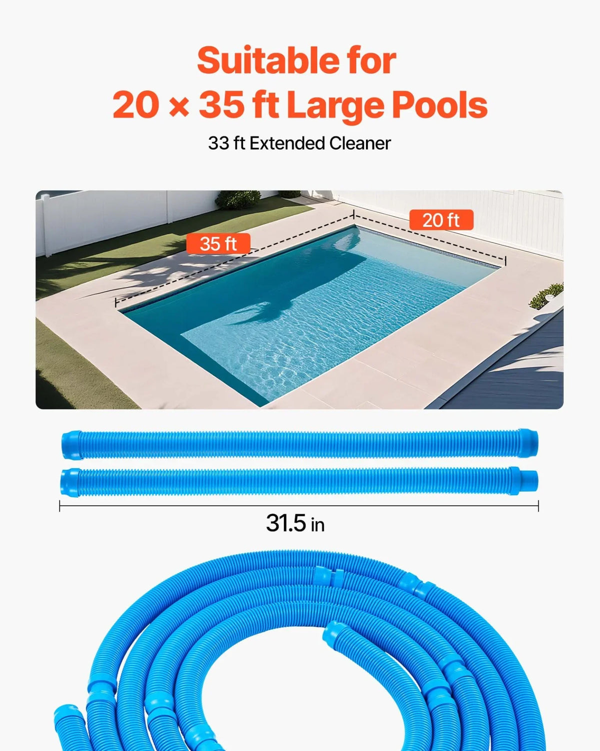 VEVOR Suction Pool Cleaner, Automatic Pool Vacuum Cleaner, Suction Side Automatic Pool Cleaner, Suction Vacuum Pool Sweeper with 12 Hoses, for In-ground Pool and Above-ground Pool Up to 20 x 35 ft - View 3