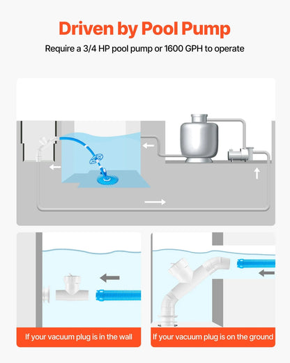 VEVOR Suction Pool Cleaner, Automatic Pool Vacuum Cleaner, Suction Side Automatic Pool Cleaner, Suction Vacuum Pool Sweeper with 12 Hoses, for In-ground Pool and Above-ground Pool Up to 20 x 35 ft - View 4