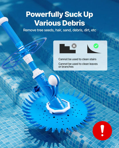 VEVOR Suction Pool Cleaner, Automatic Pool Vacuum Cleaner, Suction Side Automatic Pool Cleaner, Suction Vacuum Pool Sweeper with 12 Hoses, for In-ground Pool and Above-ground Pool Up to 20 x 35 ft - View 5